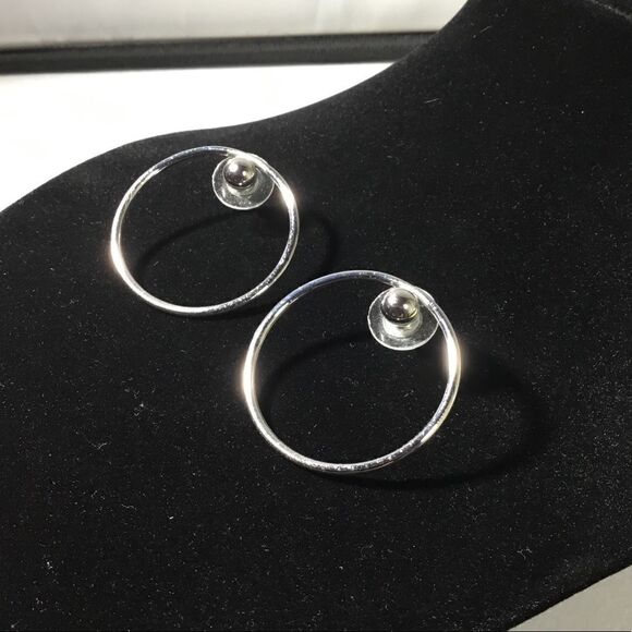 Silver Tone Stud And Hoop Statement Earrings (G1) - Picture 2 of 5